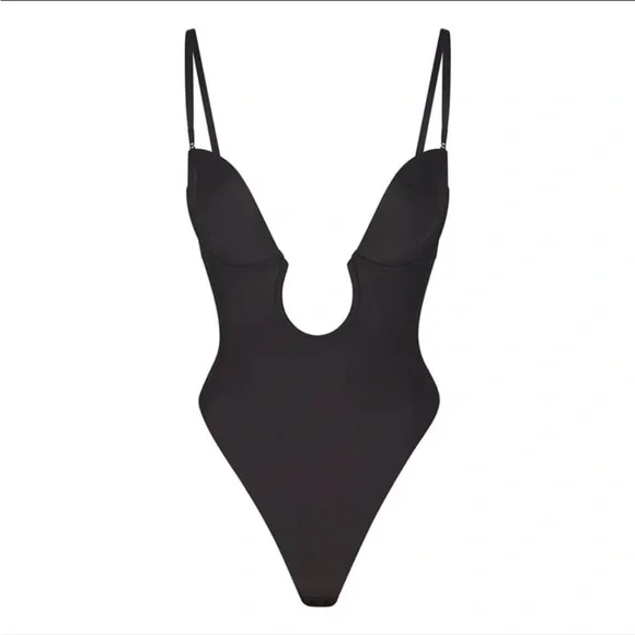 SKIMS DEEP PLUNGE SHAPEWEAR THONG BODYSUIT STYLE: BD-THG-2959 COLOR:ONYX NEW